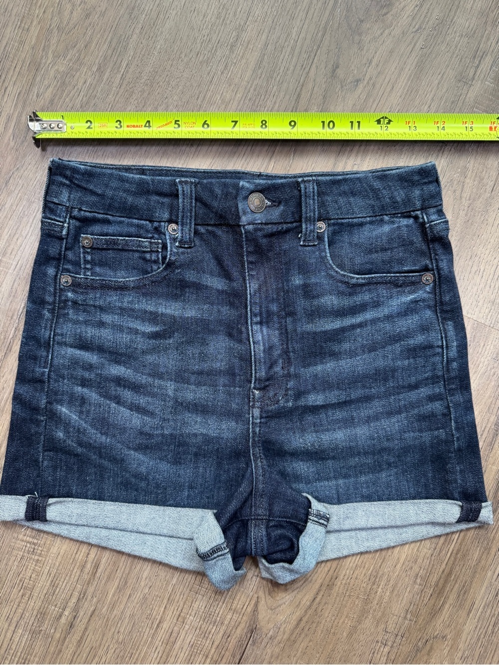 American Eagle Curvy Super Hi-Rise Shortie Dark Wash Sz 6 - Picture 3 of 13